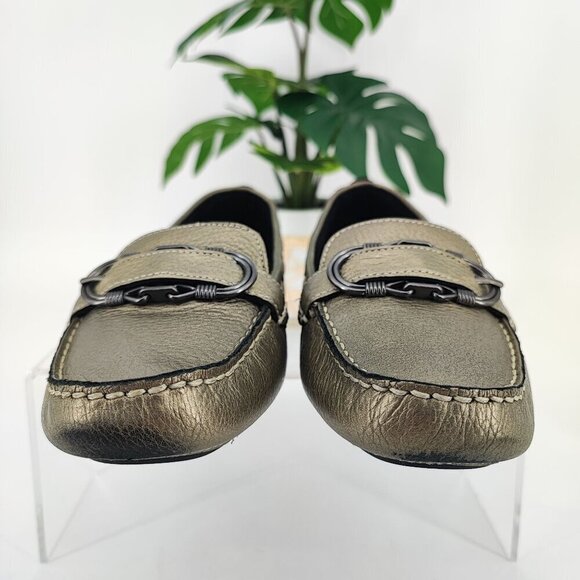 Cole Haan Women’s Gunmetal Green Leather Loafers Size 8.5 - Picture 2 of 10